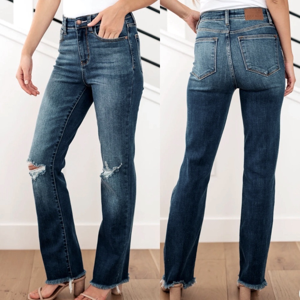 Morgan High Rise Distressed Straight Jeans